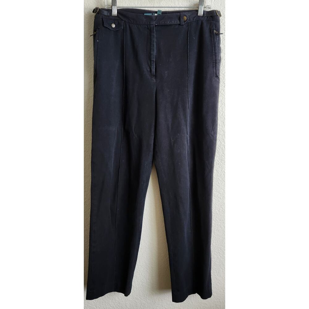 Vintage Lauren Ralph Lauren Black Flat Front Jeans 14 Zippers On Pockets